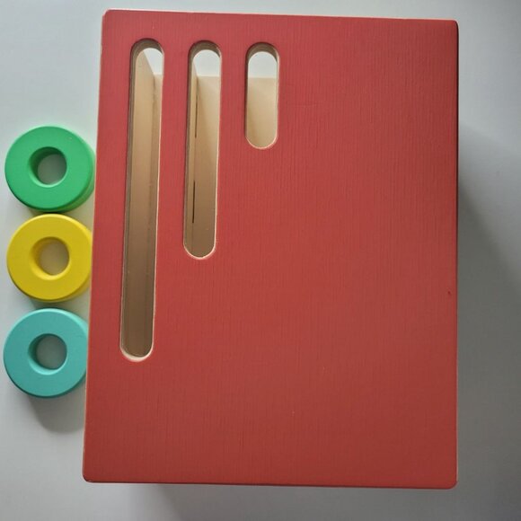 Lovevery Count Slider Chute Wooden Toy Ring Disc Set Educational Learning Red - Picture 7 of 8